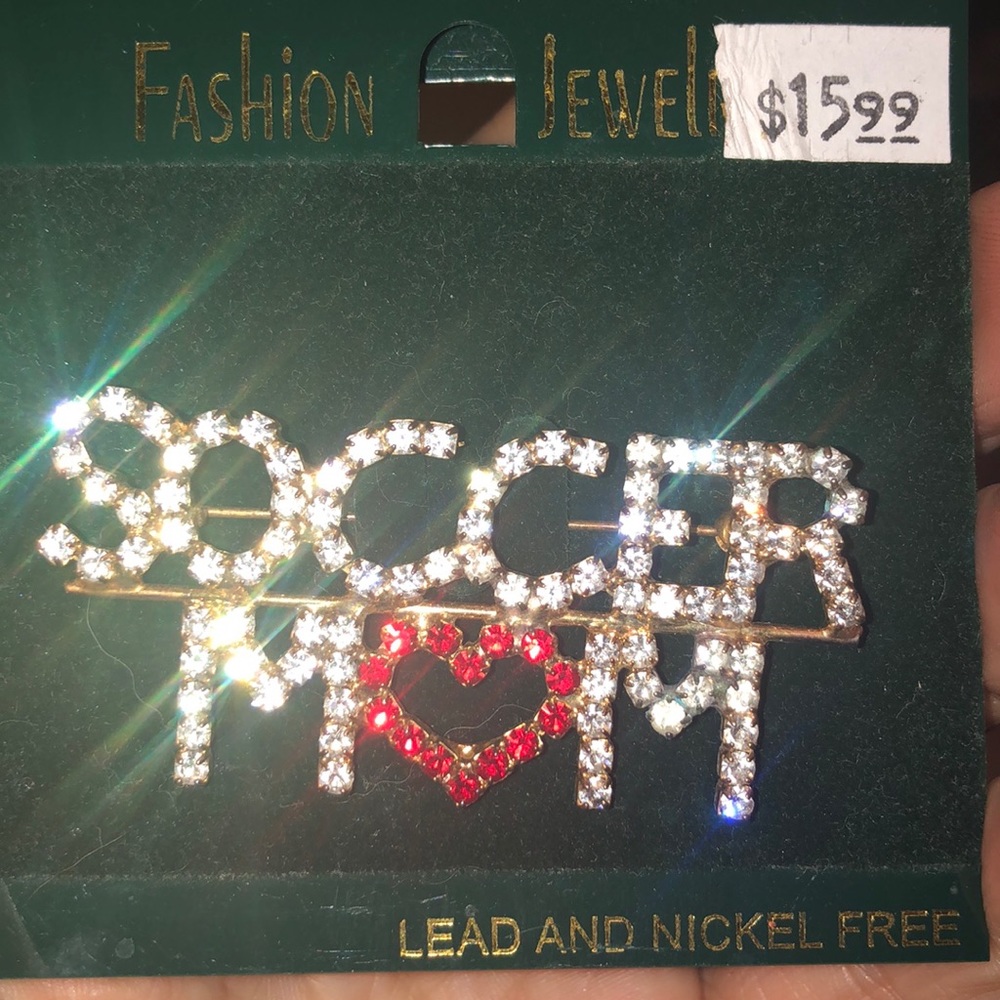 Soccer Mom rhinestone brooch